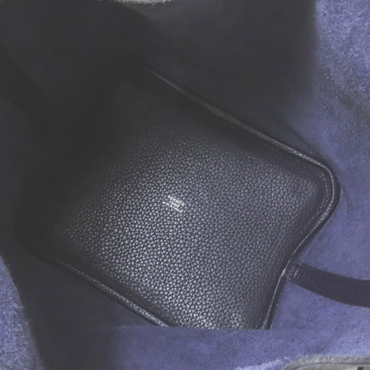 HERMES Handbag Taurillon Clemence Navy Picotin Lock MM SilverMetal Women Used Authentic