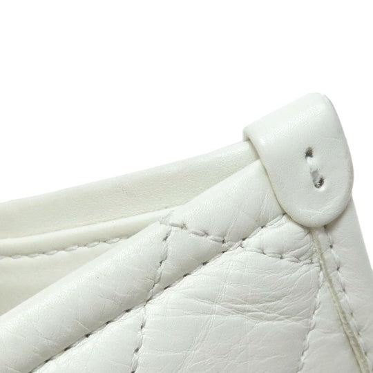 CHANEL Tote Bag lambskin white Chain Tote COCO Mark SilverMetal Women Used Authentic