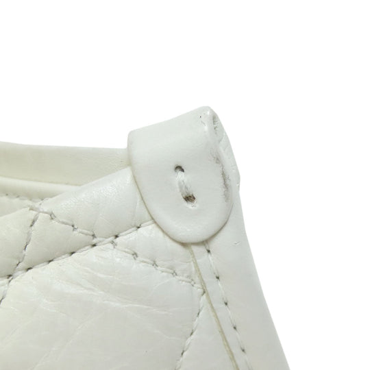 CHANEL Tote Bag lambskin white Chain Tote COCO Mark SilverMetal Women Used Authentic