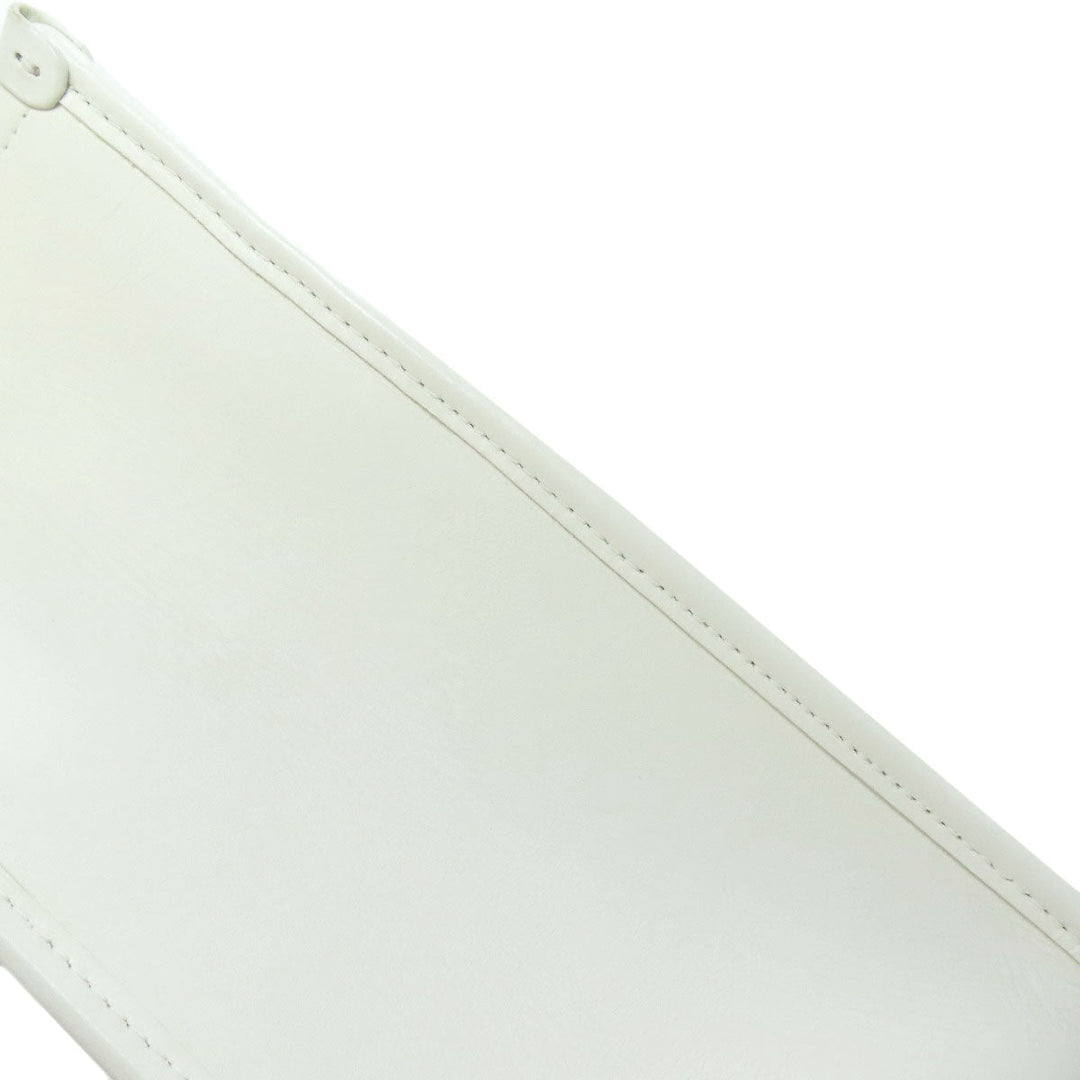 CHANEL Tote Bag lambskin white Chain Tote COCO Mark SilverMetal Women Used Authentic