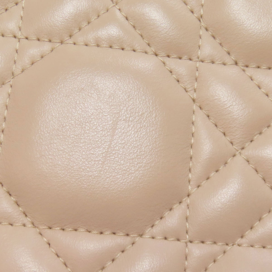 Christian Dior Tote Bag lambskin beige Lady Dior 2WAY Women Used Authentic