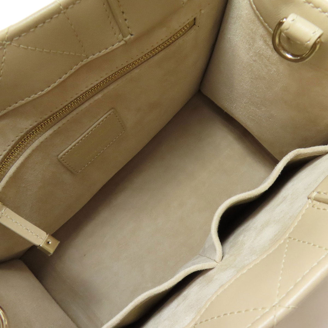 Christian Dior Tote Bag lambskin beige Lady Dior 2WAY Women Used Authentic