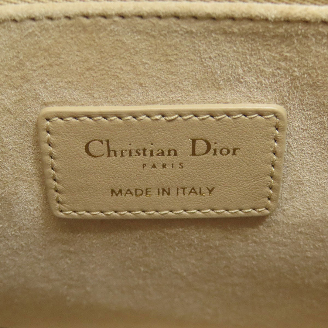 Christian Dior Tote Bag lambskin beige Lady Dior 2WAY Women Used Authentic