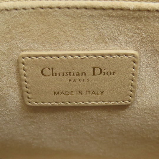 Christian Dior Tote Bag lambskin beige Lady Dior 2WAY Women Used Authentic