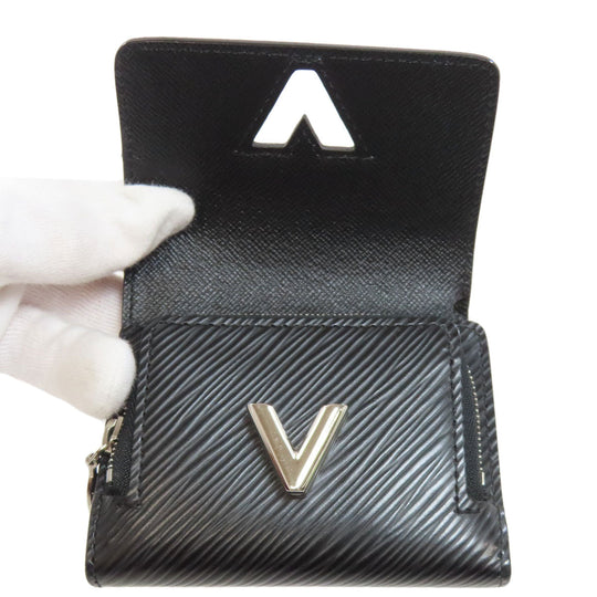 LOUIS VUITTON Bifold Wallet M63322 Epi black Portefeuille Twist Compact Women Used Authentic