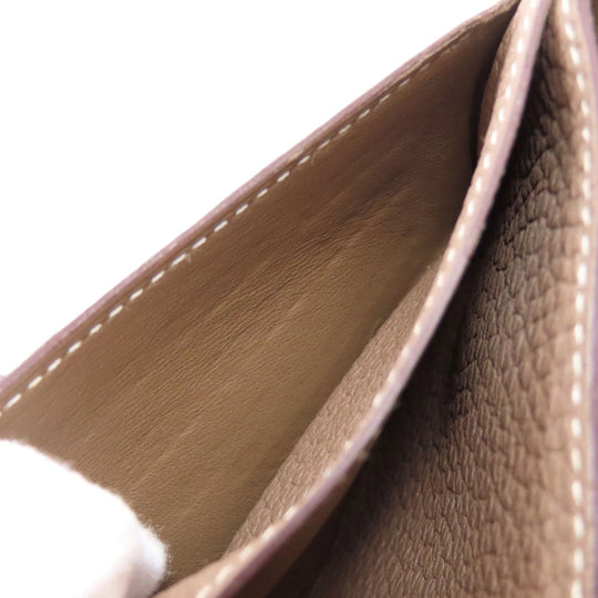 HERMES Long Wallet Purse Taurillon Clemence beige Dogon Long Etoupe SilverMetal