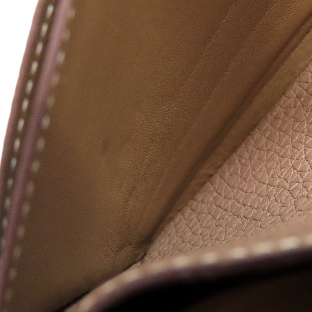 HERMES Long Wallet Purse Taurillon Clemence beige Dogon Long Etoupe SilverMetal