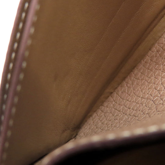 HERMES Long Wallet Purse Taurillon Clemence beige Dogon Long Etoupe SilverMetal