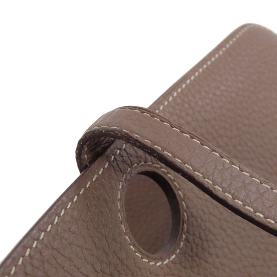 HERMES Long Wallet Purse Taurillon Clemence beige Dogon Long Etoupe SilverMetal