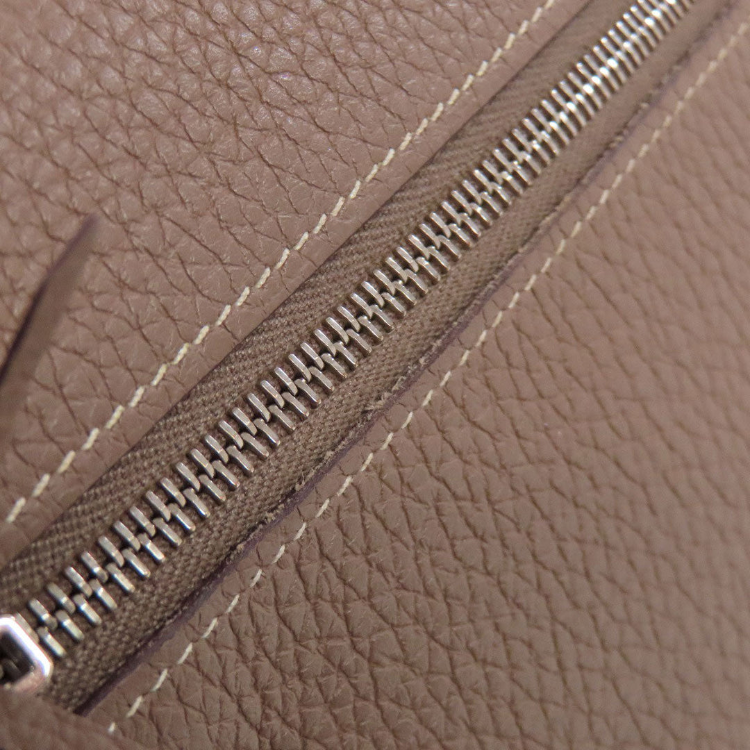 HERMES Long Wallet Purse Taurillon Clemence beige Dogon Long Etoupe SilverMetal