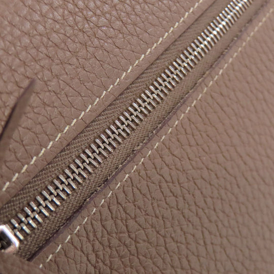 HERMES Long Wallet Purse Taurillon Clemence beige Dogon Long Etoupe SilverMetal