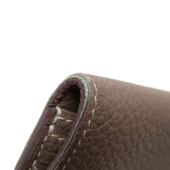 HERMES Long Wallet Purse Taurillon Clemence beige Dogon Long Etoupe SilverMetal