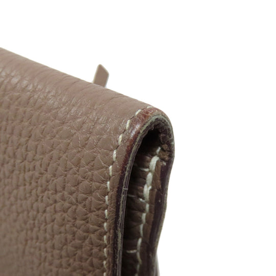 HERMES Long Wallet Purse Taurillon Clemence beige Dogon Long Etoupe SilverMetal