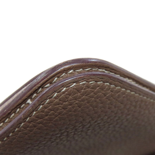 HERMES Long Wallet Purse Taurillon Clemence beige Dogon Long Etoupe SilverMetal