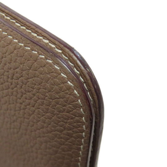 HERMES Long Wallet Purse Taurillon Clemence beige Dogon Long Etoupe SilverMetal