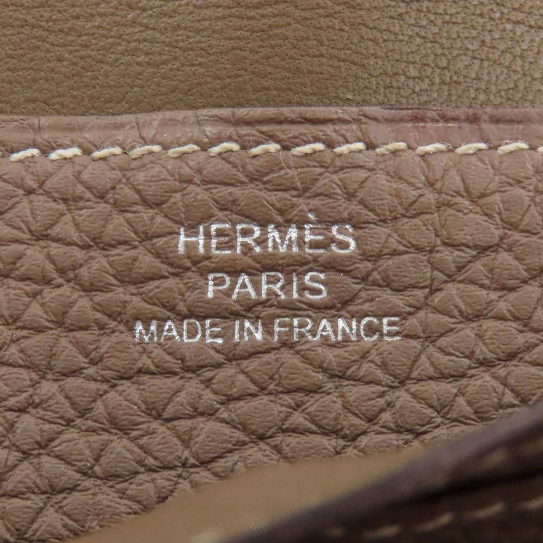 HERMES Long Wallet Purse Taurillon Clemence beige Dogon Long Etoupe SilverMetal