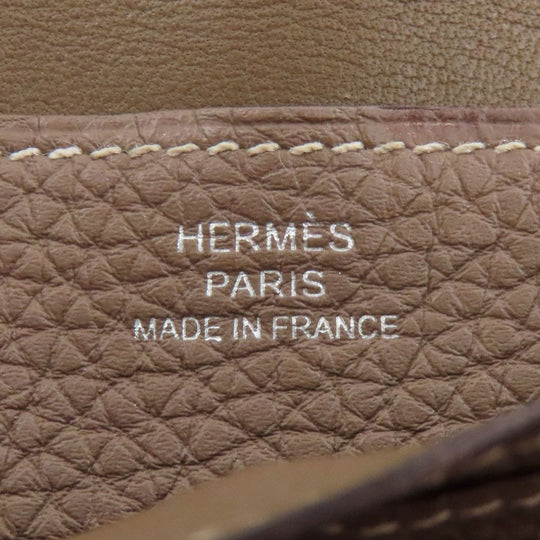 HERMES Long Wallet Purse Taurillon Clemence beige Dogon Long Etoupe SilverMetal