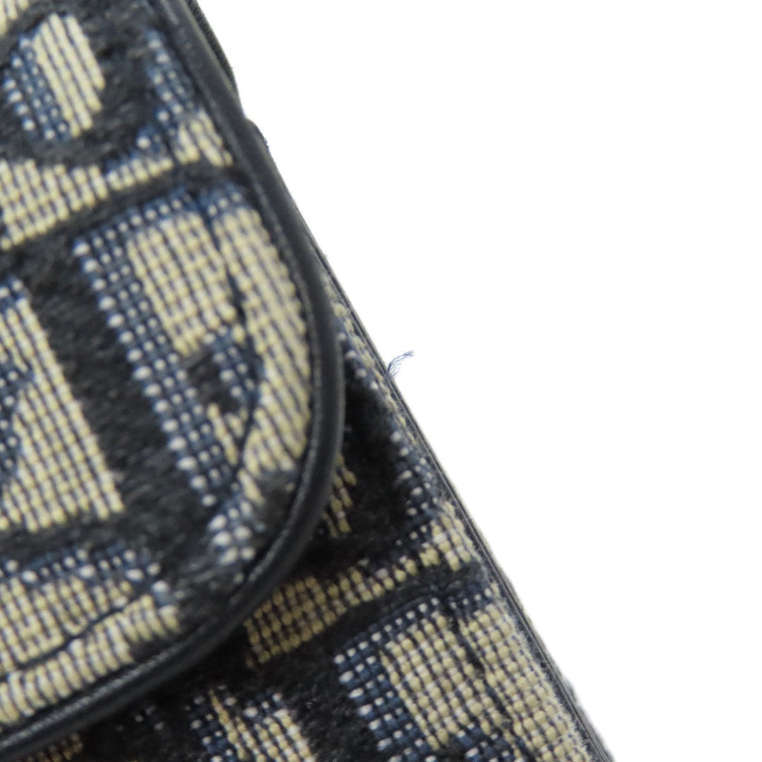 Christian Dior Card Case canvas Navy Saddle Trotter Pattern Women Used Authentic