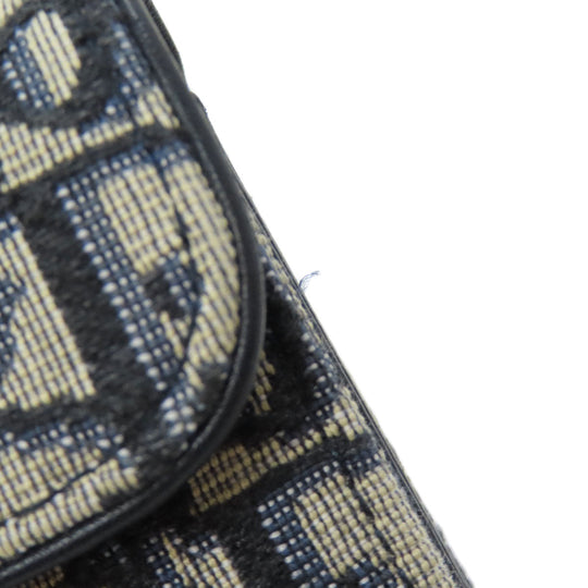 Christian Dior Card Case canvas Navy Saddle Trotter Pattern Women Used Authentic