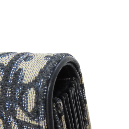 Christian Dior Card Case canvas Navy Saddle Trotter Pattern Women Used Authentic