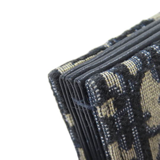 Christian Dior Card Case canvas Navy Saddle Trotter Pattern Women Used Authentic