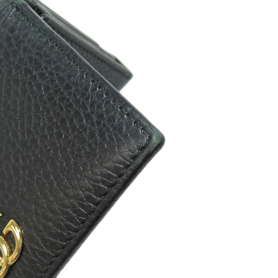 GUCCI Bifold Wallet 474746 leather black GG Marmont Tri-Fold Wallet Women Used Authentic