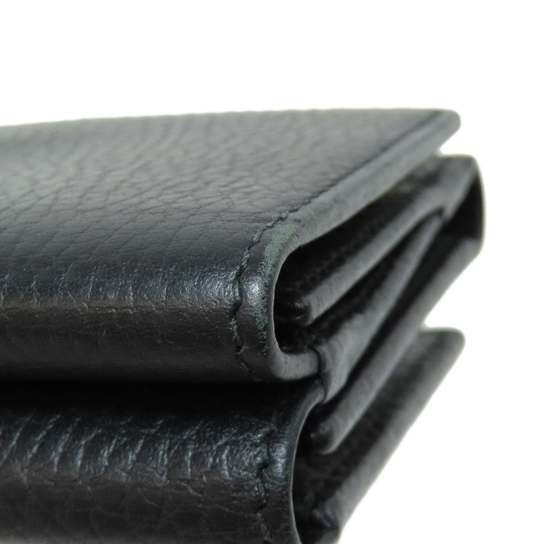 GUCCI Bifold Wallet 474746 leather black GG Marmont Tri-Fold Wallet Women Used Authentic