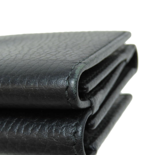 GUCCI Bifold Wallet 474746 leather black GG Marmont Tri-Fold Wallet Women Used Authentic