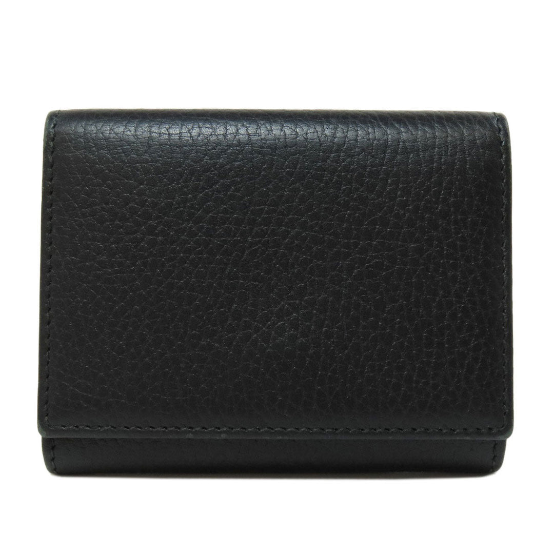 GUCCI Bifold Wallet 474746 leather black GG Marmont Tri-Fold Wallet Women Used Authentic
