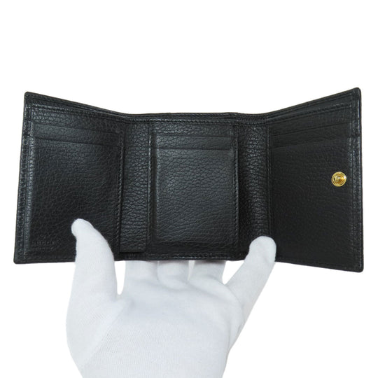 GUCCI Bifold Wallet 474746 leather black GG Marmont Tri-Fold Wallet Women Used Authentic