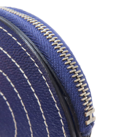 HERMES Coin case Shave Navy In-the-Loop SilverMetal Women Used Authentic