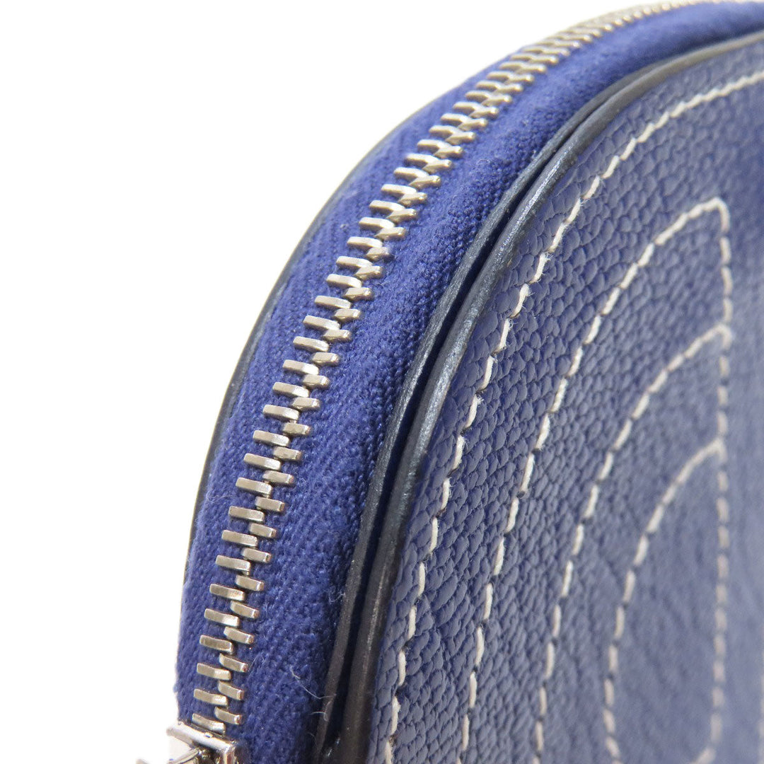 HERMES Coin case Shave Navy In-the-Loop SilverMetal Women Used Authentic