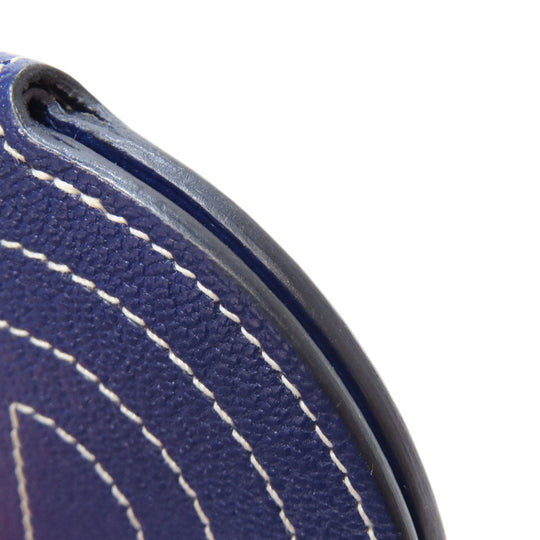 HERMES Coin case Shave Navy In-the-Loop SilverMetal Women Used Authentic
