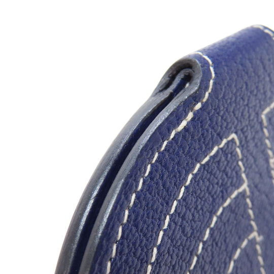 HERMES Coin case Shave Navy In-the-Loop SilverMetal Women Used Authentic