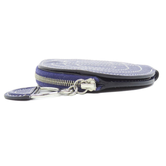 HERMES Coin case Shave Navy In-the-Loop SilverMetal Women Used Authentic