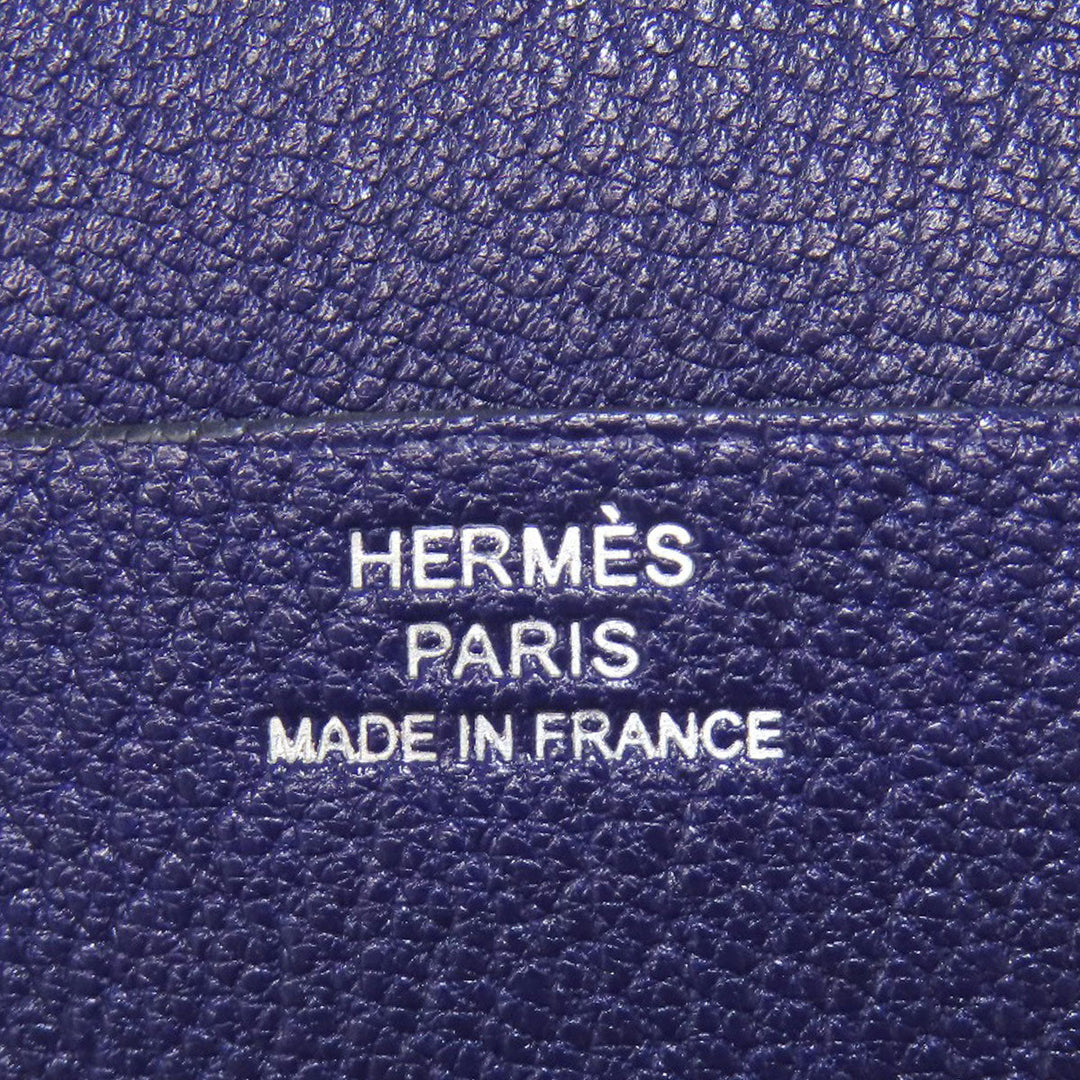 HERMES Coin case Shave Navy In-the-Loop SilverMetal Women Used Authentic