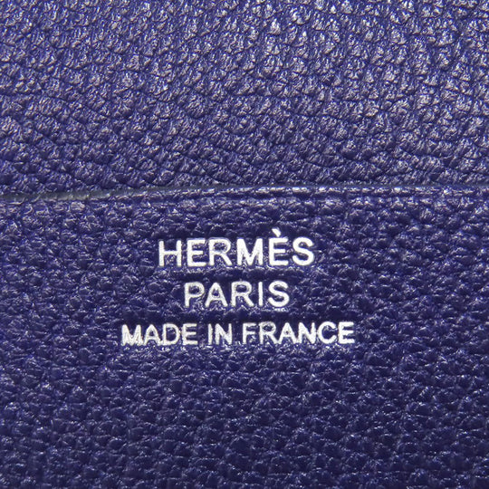 HERMES Coin case Shave Navy In-the-Loop SilverMetal Women Used Authentic
