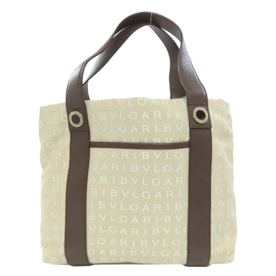 BVLGARI Handbag canvas beige Logo mania