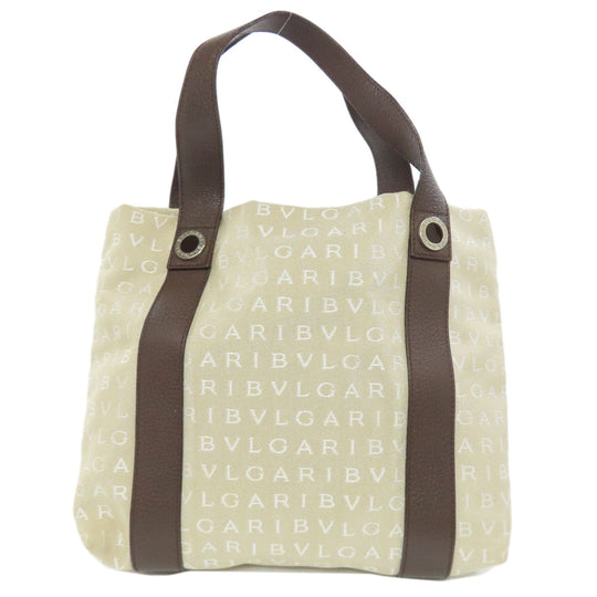 BVLGARI Handbag canvas beige Logo mania