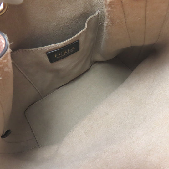 Furla Handbag leather beige 2WAY Women Used Authentic