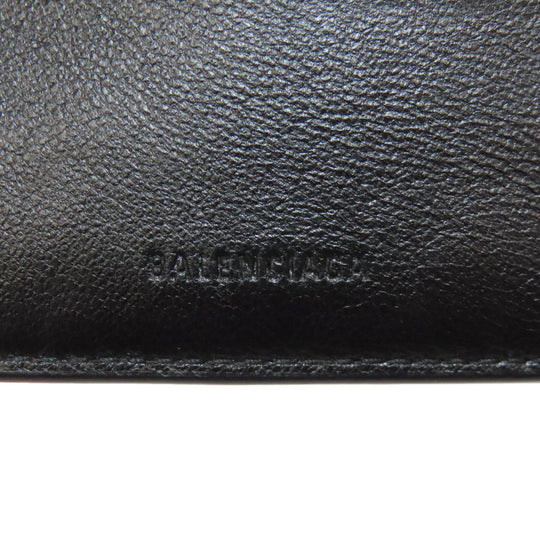 BALENCIAGA Bifold Wallet 594315 leather black logo mens Used Authentic