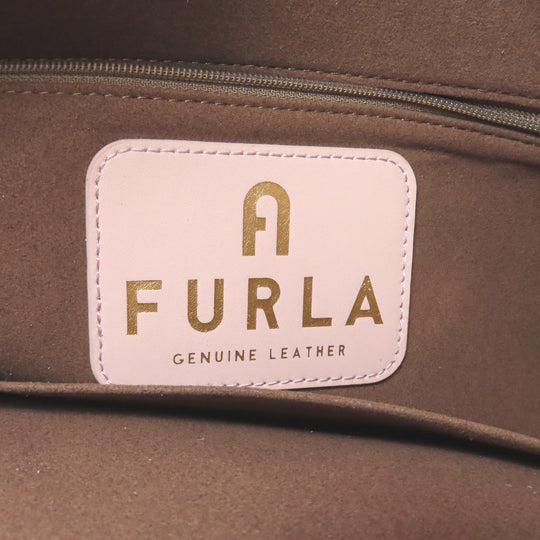 Furla Tote Bag leather pink logo Women Used Authentic