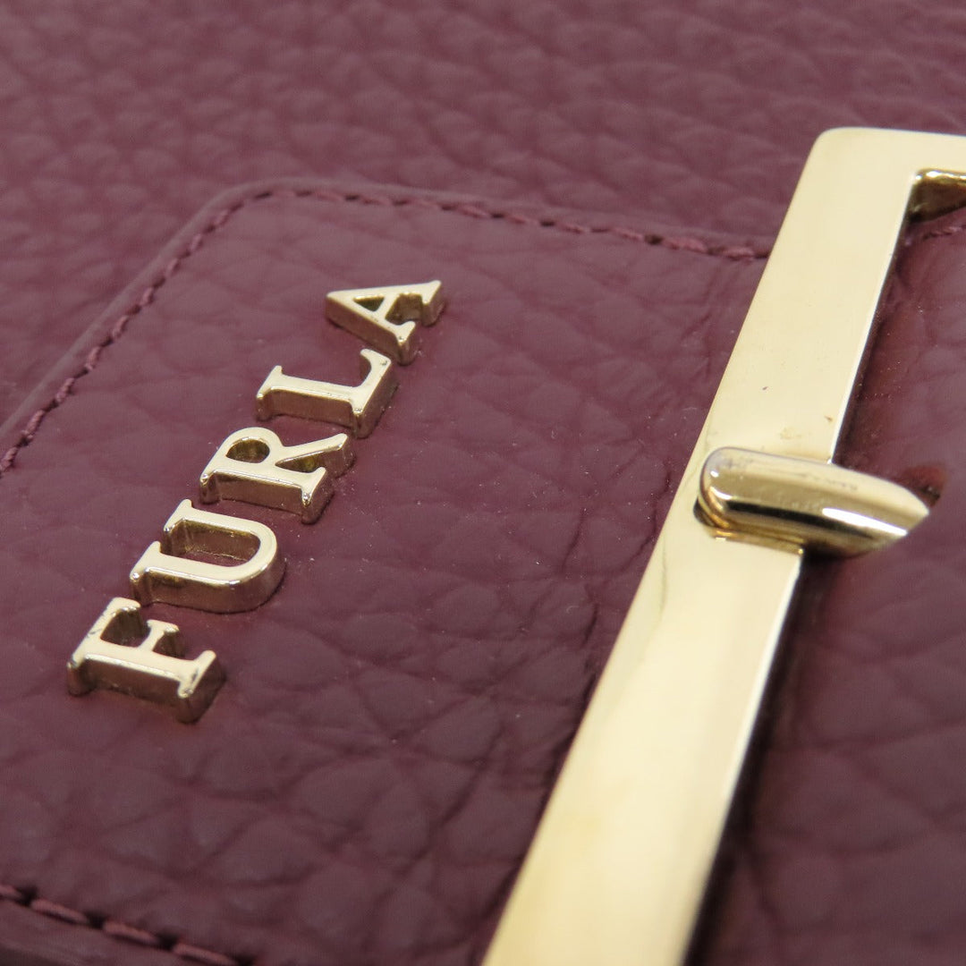 Furla Shoulder Bag leather Red logo Women Used Authentic