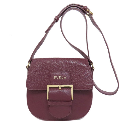 Furla Shoulder Bag leather Red logo Women Used Authentic
