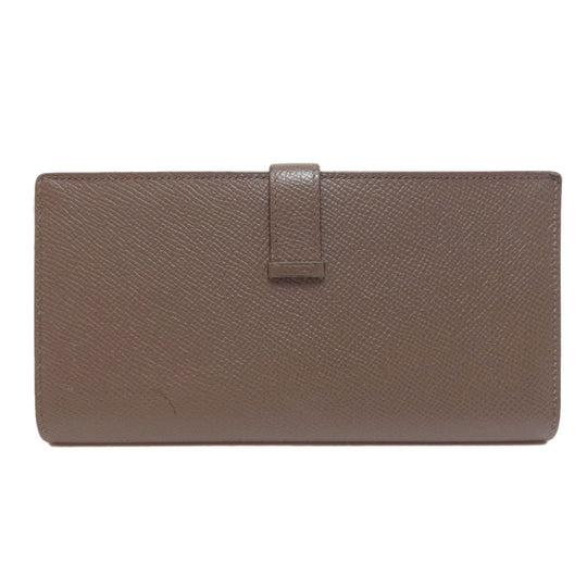 HERMES Long Wallet Purse Epsom beige Bearn Soufflet Gold Metal Women Used Authentic