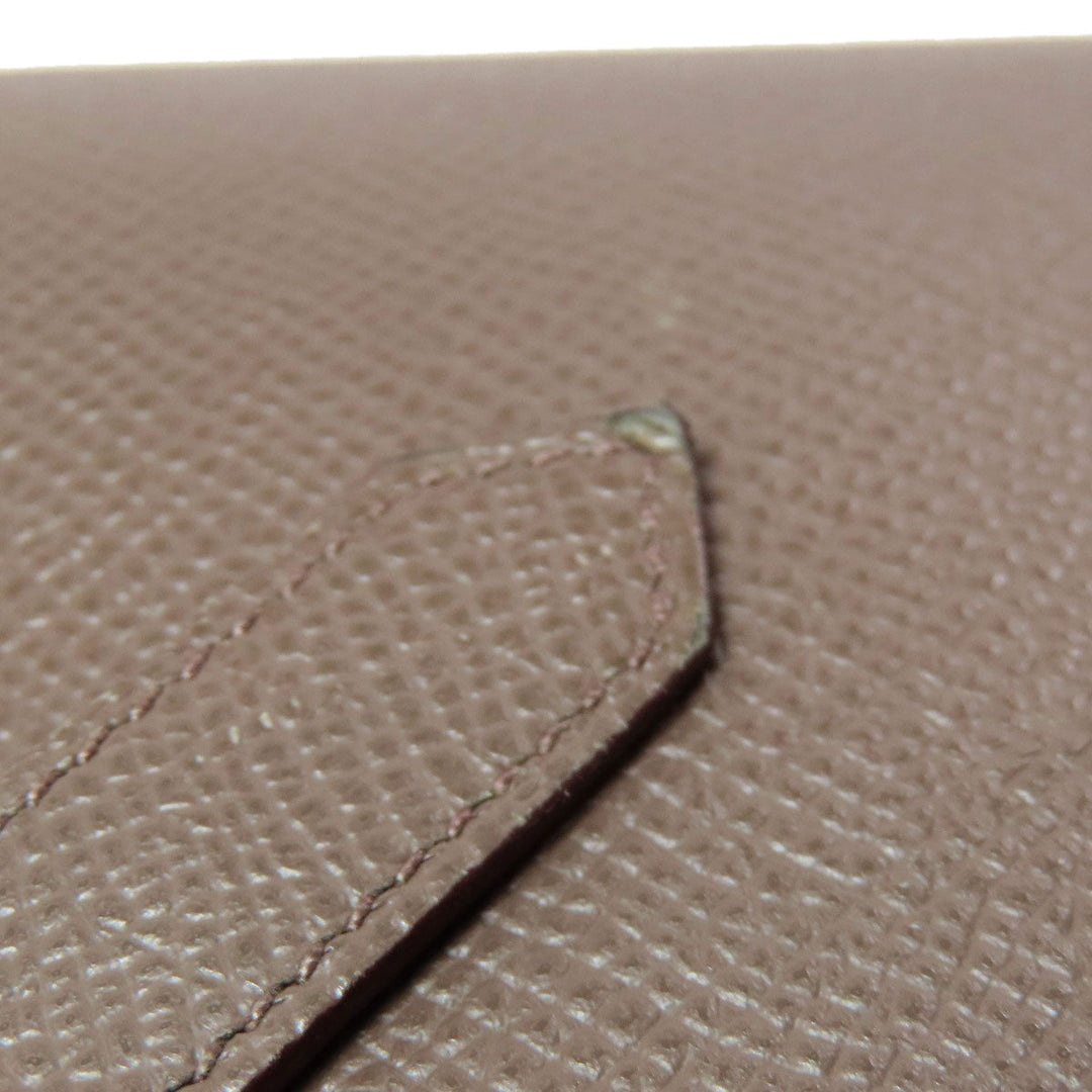 HERMES Long Wallet Purse Epsom beige Bearn Soufflet Gold Metal Women Used Authentic