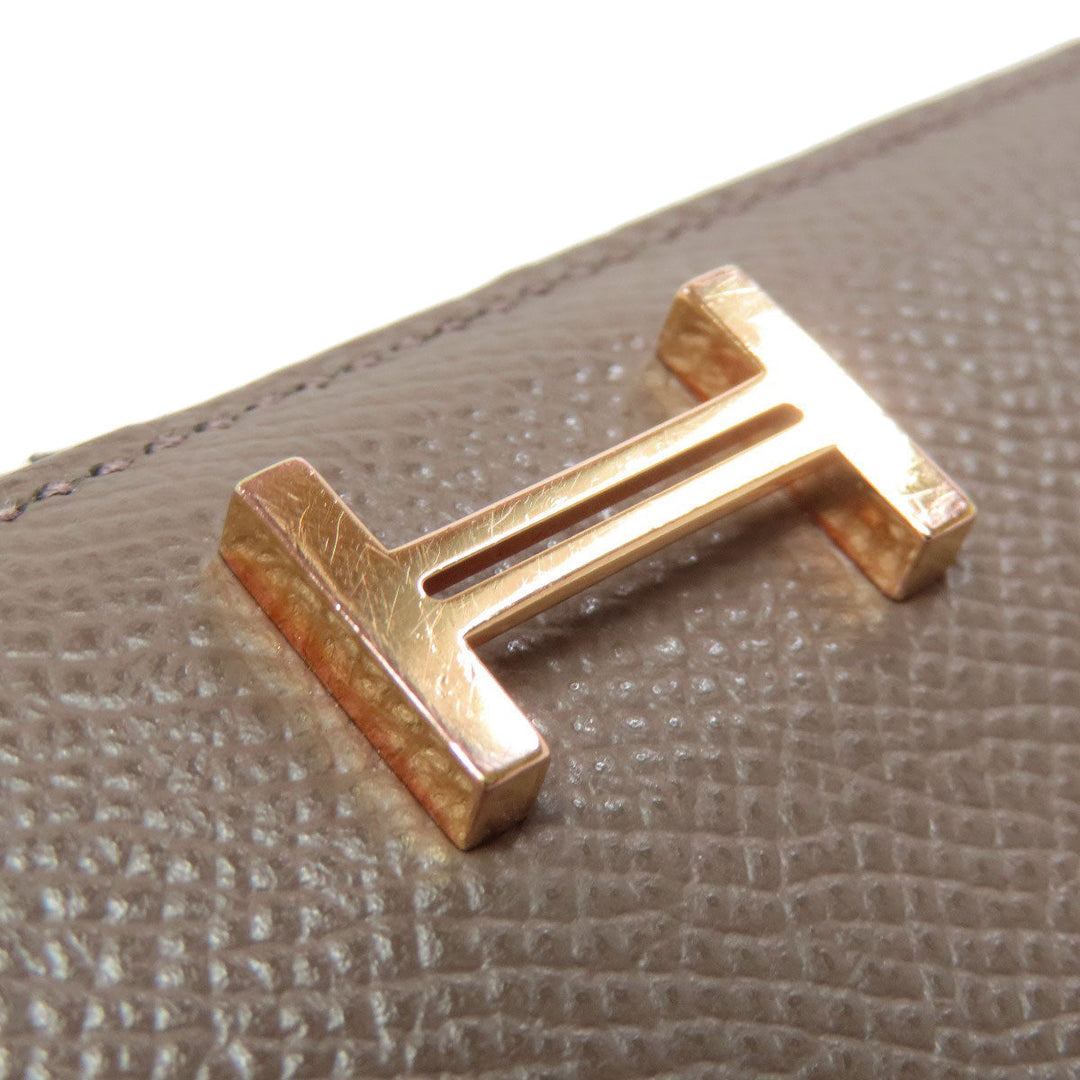 HERMES Long Wallet Purse Epsom beige Bearn Soufflet Gold Metal Women Used Authentic