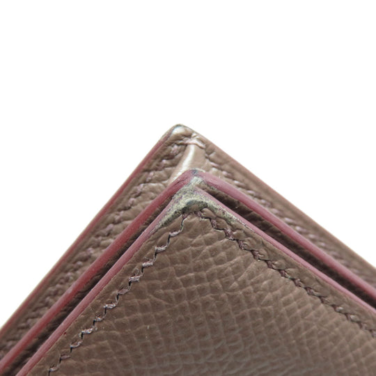 HERMES Long Wallet Purse Epsom beige Bearn Soufflet Gold Metal Women Used Authentic
