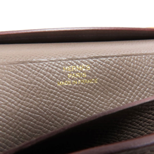 HERMES Long Wallet Purse Epsom beige Bearn Soufflet Gold Metal Women Used Authentic