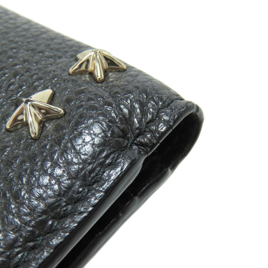 JIMMY CHOO Bifold Wallet leather black Star motif Women Used Authentic